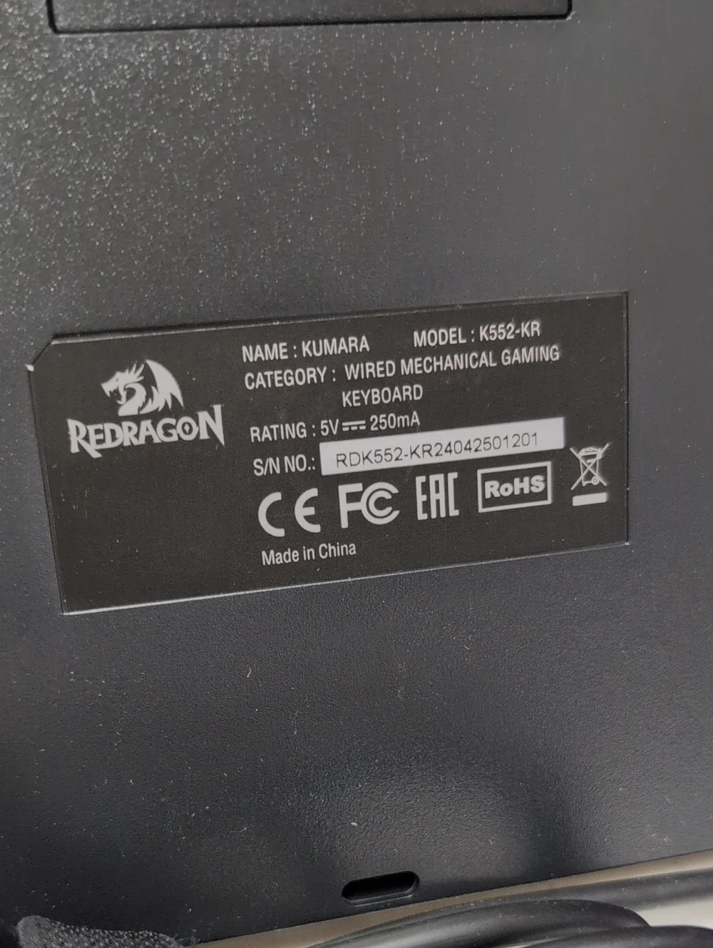 Redragon Kumara Wired Mechanical Keyboard - Black ,(96)
